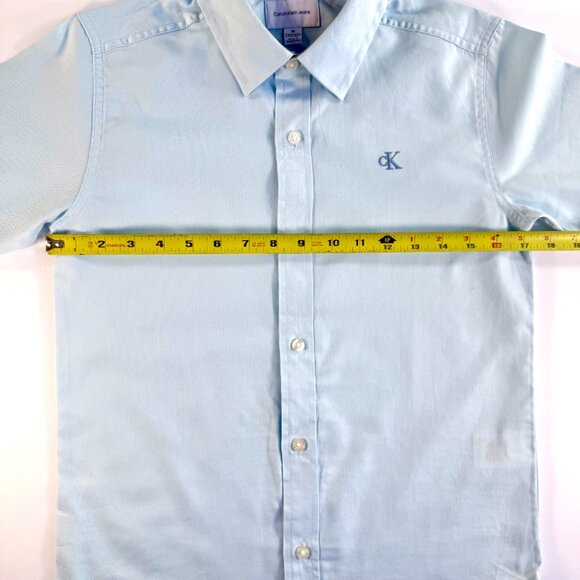Calvin Klein Jeans Light Blue Boys Button Up Short Sleeve Shirt Medium 10/12 - Picture 3 of 7